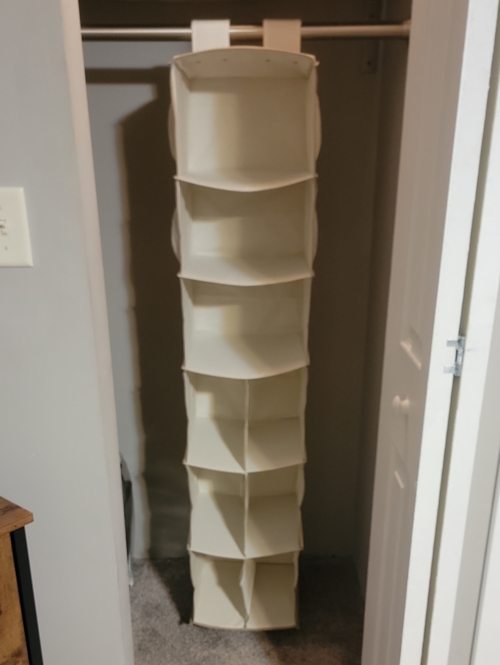 Canvas Hanging Closet Organizer - Cream 9-Shelf And 4 Pocket Storage